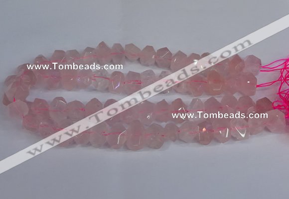 CNG2827 15.5 inches 10*14mm - 13*18mm faceted nuggets rose quartz beads