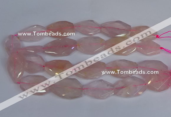 CNG2839 20*30mm - 22*35mm twisted & faceted freeform rose quartz beads
