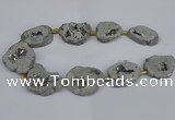 CNG2891 15.5 inches 25*30mm - 30*35mm freeform plated druzy agate beads