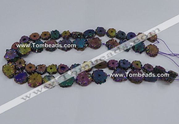 CNG2938 15.5 inches 8*10mm - 15*18mm freeform plated druzy agate beads