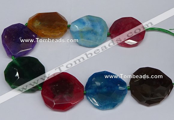 CNG2963 15.5 inches 42*45mm - 45*50mm faceted freeform agate beads