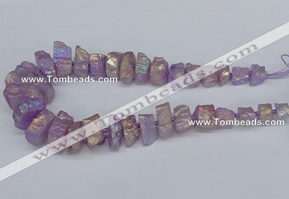 CNG2985 10*15mm - 20*30mm nuggets plated white crystal beads