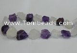 CNG3006 15*20mm - 22*30mm nuggets amethyst & white crystal beads