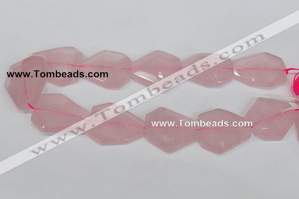 CNG301 15.5 inches 25*35mm faceted nuggets rose quartz beads