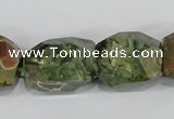 CNG305 15.5 inches 15*20mm faceted nuggets peacock gemstone beads