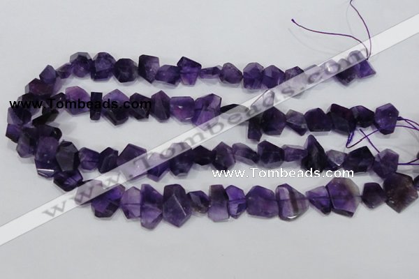 CNG307 15.5 inches 10*15mm faceted nuggets amethyst gemstone beads