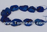 CNG3093 15.5 inches 25*30mm - 35*50mm freeform plated druzy agate beads