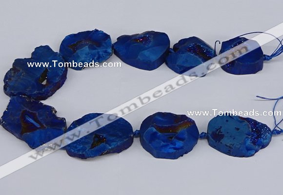 CNG3093 15.5 inches 25*30mm - 35*50mm freeform plated druzy agate beads