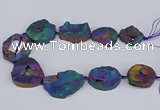 CNG3094 15.5 inches 25*30mm - 35*50mm freeform plated druzy agate beads