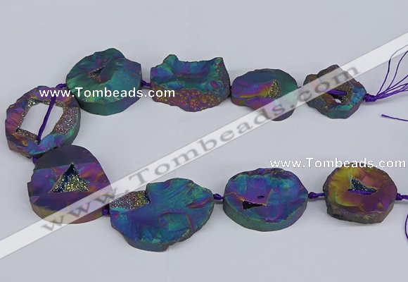 CNG3094 15.5 inches 25*30mm - 35*50mm freeform plated druzy agate beads