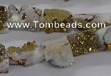 CNG3156 15.5 inche 8*15mm - 11*20mm freeform plated druzy agate beads