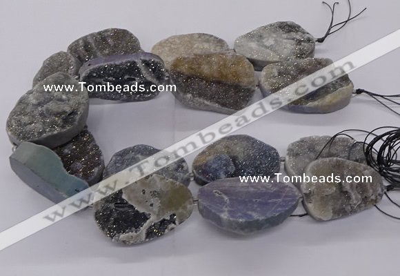 CNG3195 15.5 inches 30*40mm - 35*50mm freeform plated druzy agate beads