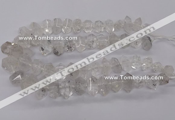 CNG3197 10*20mm - 15*30mm faceted nuggets white crystal beads