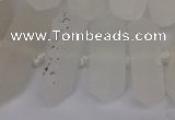 CNG3198 10*25mm - 16*40mm faceted nuggets matte white crystal beads