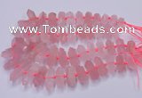 CNG3201 10*25mm - 12*45mm faceted nuggets rose quartz beads