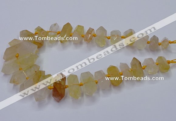 CNG3205 10*25mm - 12*45mm faceted nuggets yellow quartz beads