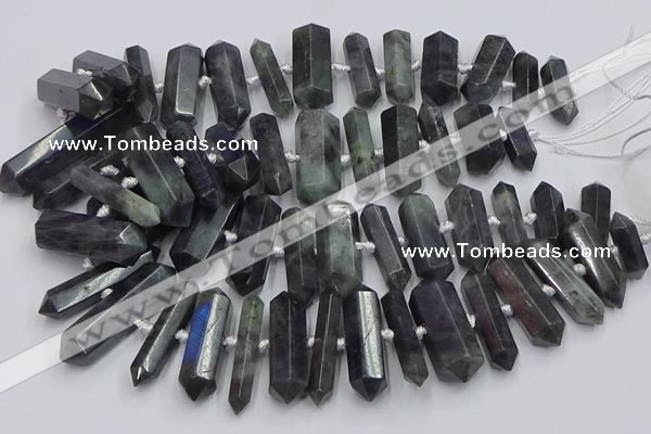 CNG3211 15.5 inches 10*25mm - 12*45mm faceted nuggets labradorite beads