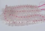 CNG3215 10*25mm - 12*50mm faceted nuggets matte rose quartz beads