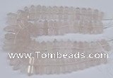 CNG3217 10*25mm - 12*50mm faceted nuggets rose quartz beads