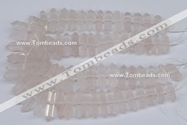 CNG3217 10*25mm - 12*50mm faceted nuggets rose quartz beads