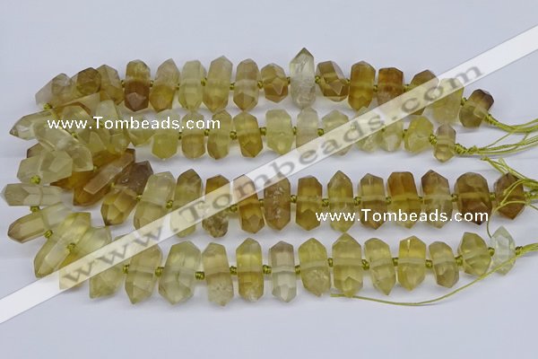 CNG3220 15.5 inches 10*20mm - 12*40mm faceted nuggets lemon quartz beads