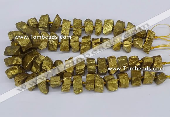 CNG3267 10*15mm - 20*30mm nuggets plated white crystal beads