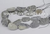 CNG3274 22*30mm - 30*40mm freeform plated druzy agate beads