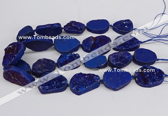 CNG3278 22*30mm - 30*40mm freeform plated druzy agate beads