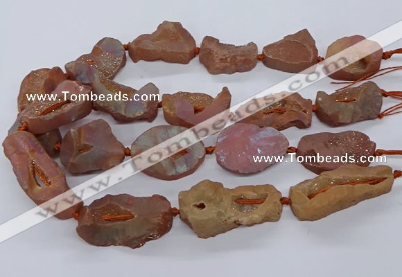 CNG3284 25*30mm - 28*45mm freeform plated druzy agate beads