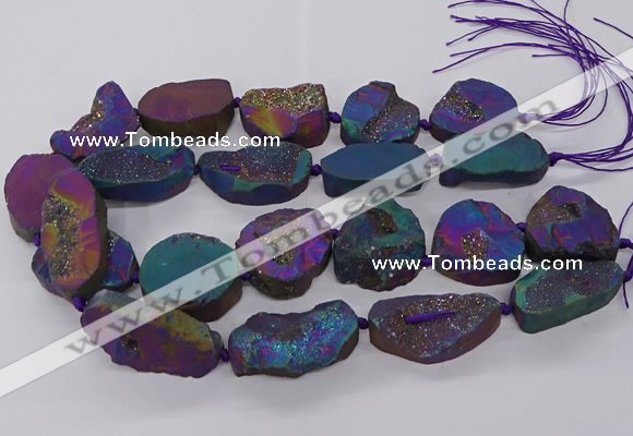 CNG3286 25*30mm - 28*45mm freeform plated druzy agate beads