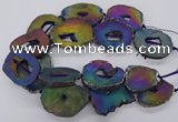 CNG3297 40*45mm - 45*55mm freeform plated druzy agate beads