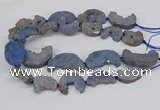 CNG3309 20*30mm - 30*45mm freeform plated druzy agate beads