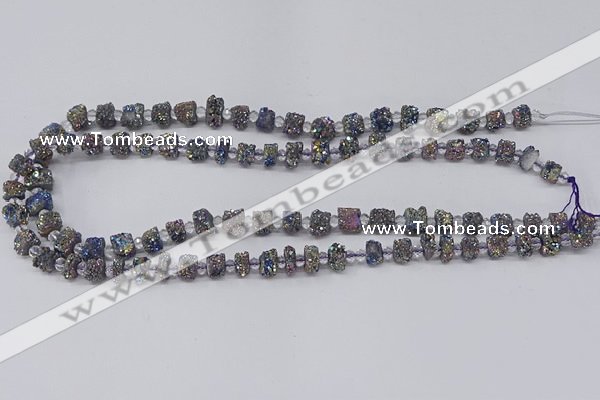 CNG3327 15.5 inches 4*6mm - 8*10mm nuggets plated druzy agate beads