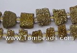 CNG3337 15.5 inches 6*8mm - 10*14mm nuggets plated druzy agate beads