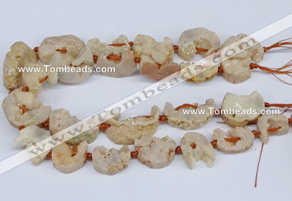 CNG3374 20*30mm - 30*45mm freeform plated druzy agate beads