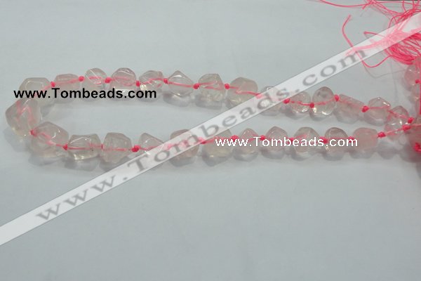 CNG339 15.5 inches 8*10mm - 15*18mm faceted nuggets rose quartz beads