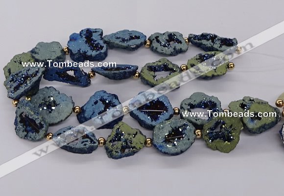 CNG3418 15.5 inches 18*25mm - 30*35mm freeform plated druzy agate beads