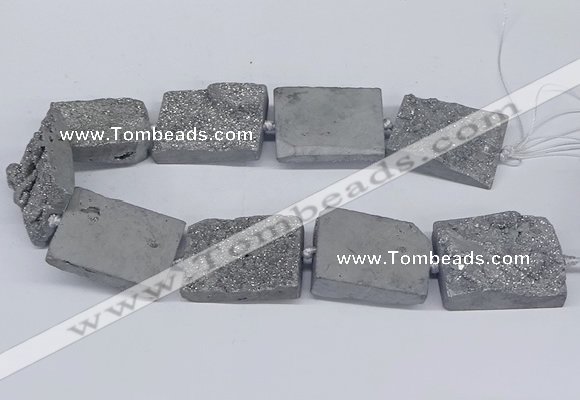 CNG3474 15.5 inches 30*40mm freeform plated druzy agate beads