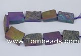 CNG3478 15.5 inches 30*40mm freeform plated druzy agate beads