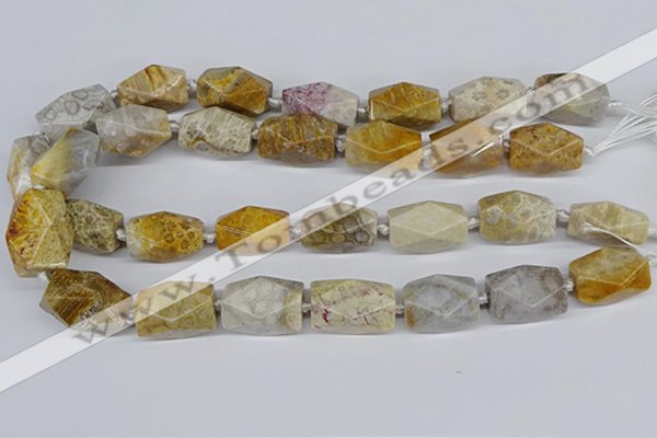 CNG3521 15.5 inches 15*25mm faceted nuggets fossil coral beads