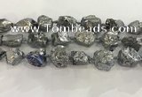 CNG3549 15*20mm - 20*25mm nuggets plated rough white crystal beads