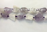 CNG3573 18*20mm - 25*30mm nuggets rough white crystal & amethyst beads