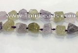 CNG3575 18*20mm - 25*30mm nuggets rough amethyst & lemon quartz beads