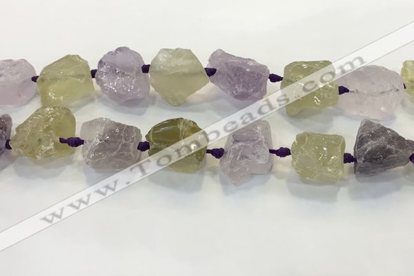 CNG3575 18*20mm - 25*30mm nuggets rough amethyst & lemon quartz beads