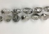 CNG3585 15*25mm - 20*30mm faceted nuggets black rutilated quartz beads