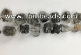 CNG3587 15*20mm - 18*25mm nuggets black & white rutilated quartz beads