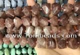 CNG3606 13*20mm - 15*24mm faceted nuggets strawberry quartz beads