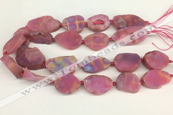 CNG3621 20*35mm - 30*45mm freeform plated druzy agate beads