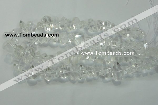 CNG365 15.5 inches 10*20mm faceted nuggets white crystal beads