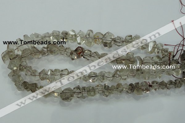 CNG366 15.5 inches 10*20mm faceted nuggets smoky quartz beads